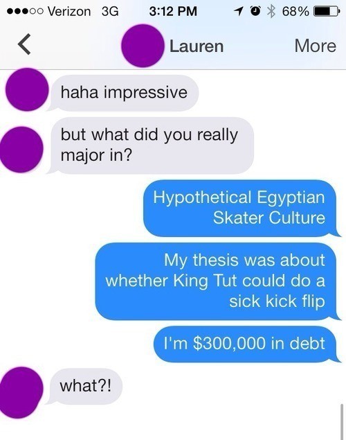 Tinder Lines What Did You Major In