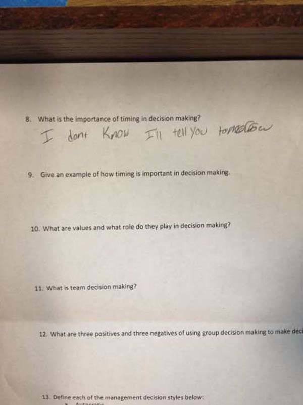 Funny Test Answers So Wrong They're Right