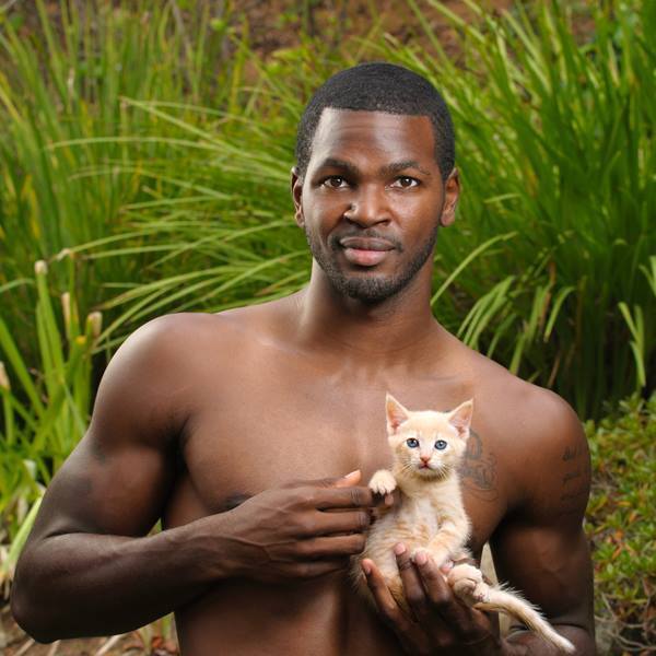 Shirtless Men With Baby Animals