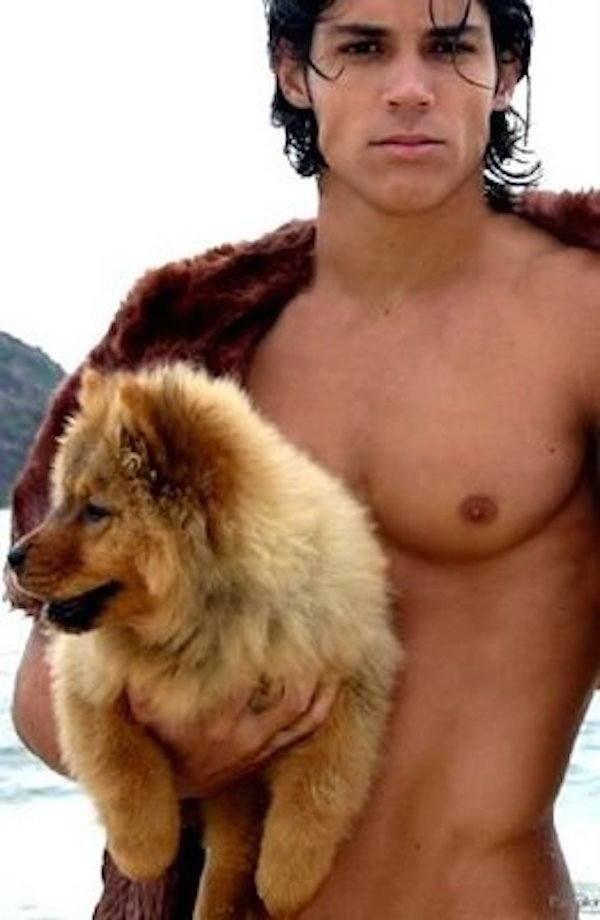 Hot Guy With A Fluffy Puppy