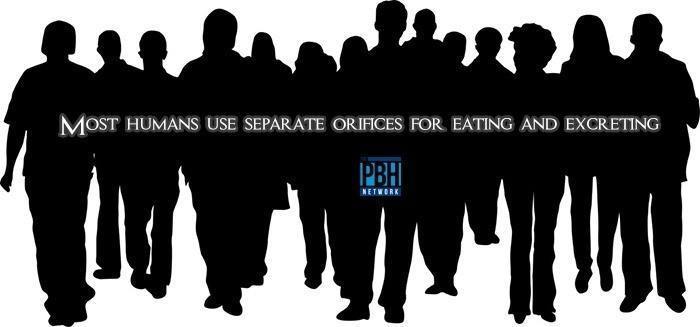 Most Humans Use Separate Orifices For Eating And Excreting