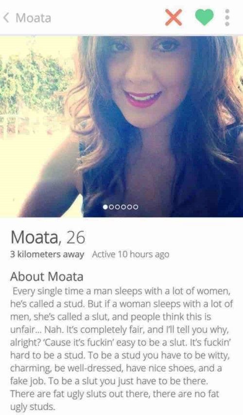 Funny Tinder Profiles Studs Versus Sluts