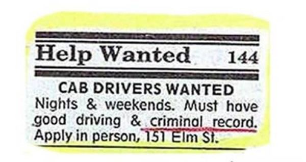 Criminal Record Funny Help Wanted