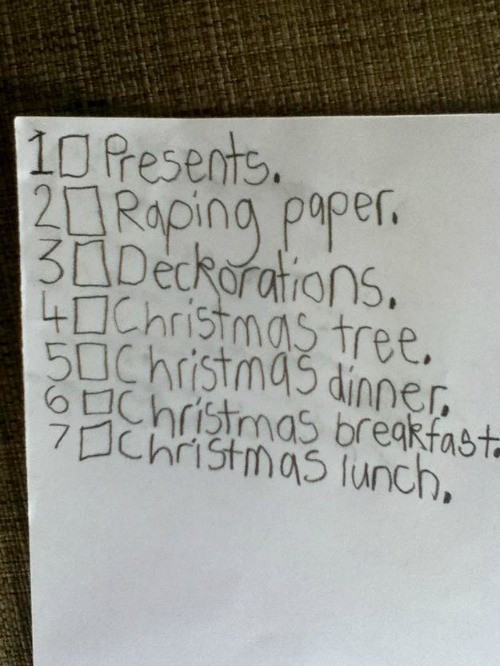 funny xmas list