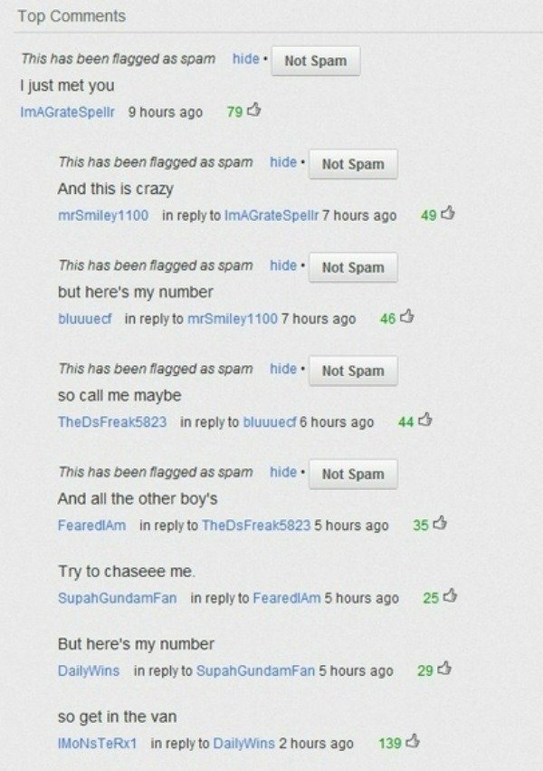 Call Me Maybe Youtube Comments