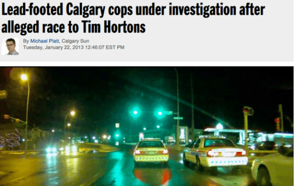 Cop Race To Tim Hortons