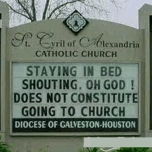 funny catholic church signs