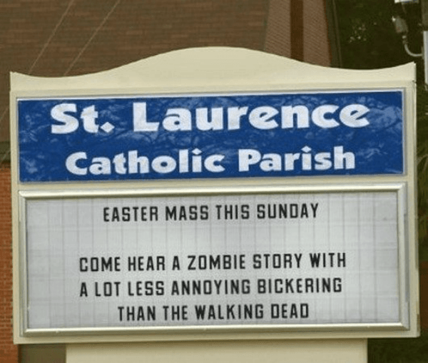 funny catholic church signs