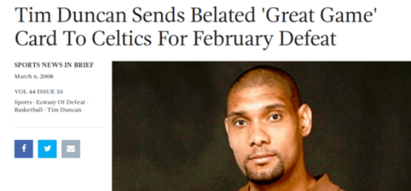 Tim Duncan Sends Celtics Belated Congratulations