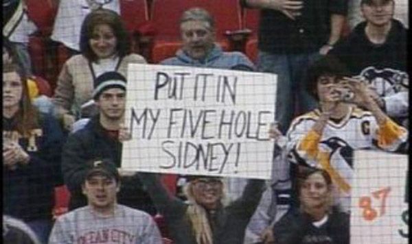 Five Hole Sidney HIlarious Sports Signs