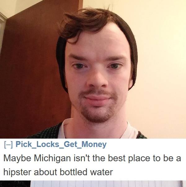 Hipster About Bottled Water