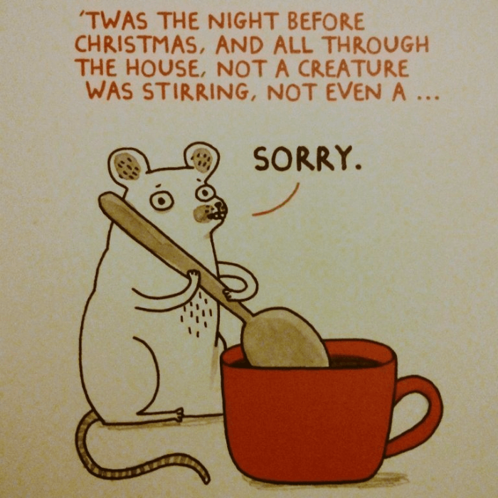 Mouse Drawing Funny Christmas Card