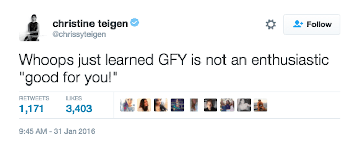 GFY Epic Chrissy Teigen Tweets