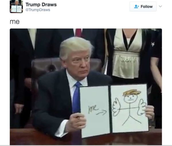Me Hair Trump Draws Executive Orders