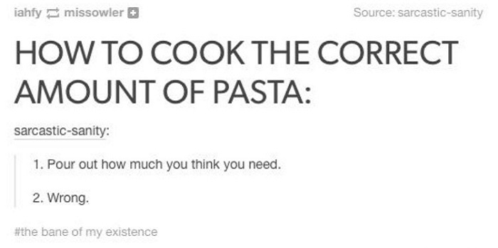 Correct Amount Of Pasta
