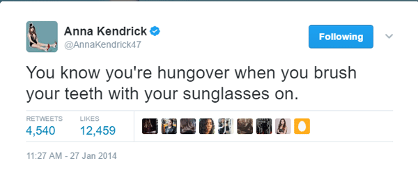 Anna Kendrick Tweet On Being Hungover