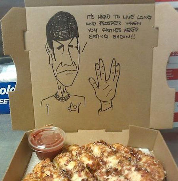 Spock Funny Pizza Box Illustrations