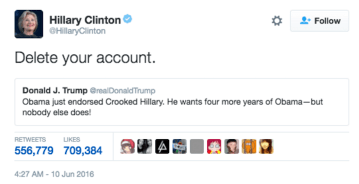 Celebrity Tweets Hillary