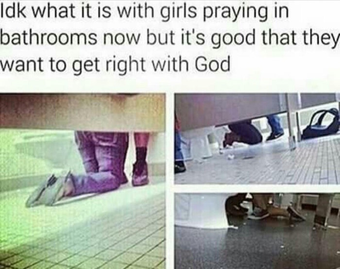 Praying In Bathroom